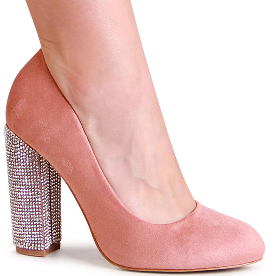 Chaussures Femme Velours Escarpins Paillettes Talon Haut Ciel Bloc Soir Mariage - Photo 1/1