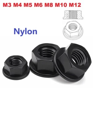HUIRUIXIN Black Nylon Plastic Hexagon Nuts With Flange M3 M4 M5 M6 M8 M10 M12