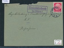 45705) Landpost Ra2 Unterd&uuml;rrbach &uuml;ber W&uuml;rzburg 2, Brfst. 1937