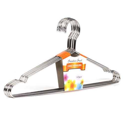 100Pcs Strong Metal Hangers Heavy Duty Stainless Steel Coat Hanger Non Slip 42Cm eBay
