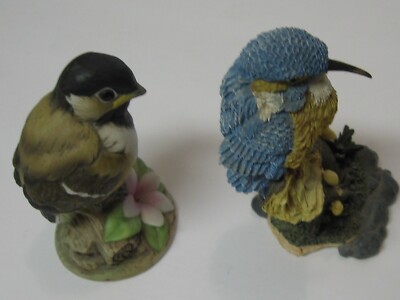 CHICKADEE by ANDREA SADEK PORCELAIN FIGURINE no. 6350 & Herco Bird by Faith