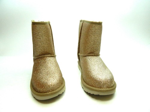 NEW UGG KIDS SHORT II GLITTER 1098491K GOLD SIZE 5 - Picture 7 of 8