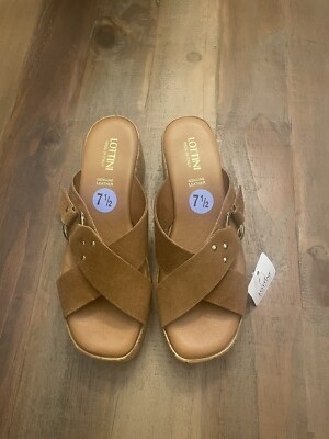 Lottini Suede Leather Cork Mule Sandals