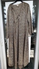 Inner Most Robe  Gown Women Sz L Maxi Negligee Animal Print Slinky Sears Vtg