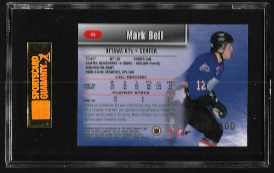 MINT 1998-99 BOWMAN'S BEST MARK BELL ROOKIE REFRACTOR CARD #138 ~ 400/400 UNIQUE - Image 2 of 2