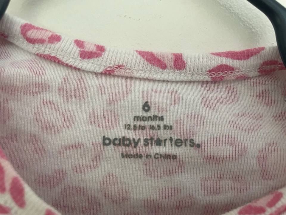 Body manga corta 100 % algodón estampado leopardo rosa bebé niña 6 M Foto 2 de 4