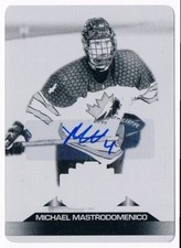 2022-23 UD TEAM CANADA BLACK PRINTING PLATE 1/1 AUTO MICHEAL MASTRODOMENICO #95
