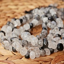 NELLYS Strang Turmalin Quarz Rutilated Quarz rundliche Nuggets Perlen Edelsteine