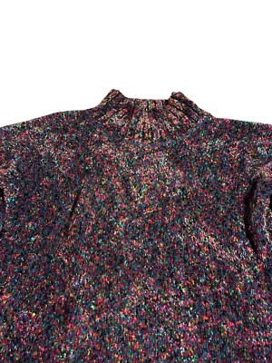 XS S M L Vtg Oversized Express Tricot Sweater Bright Colorful Plush Hong Kong