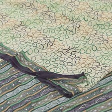 Sanskriti Vintage Sarees Ivory Pure Crepe Silk Printed Sari 5Yd Softcraft Fabric