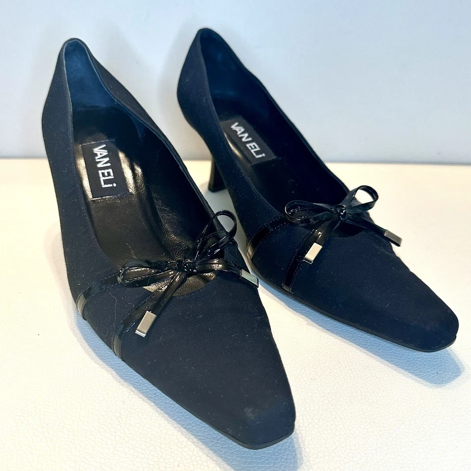 VAN ELI MUJER TELA NEGRA CHAROL LAZO Y TACÓN TALLA 8 Foto 3 de 4