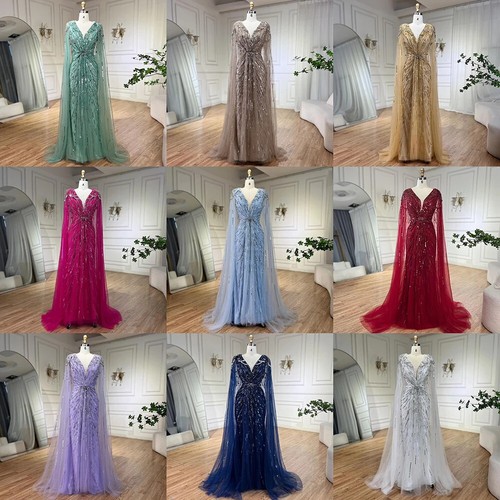 Mermaid Evening Dresses Gowns with Beaded With Cape Wedding Party - Picture 15 of 42