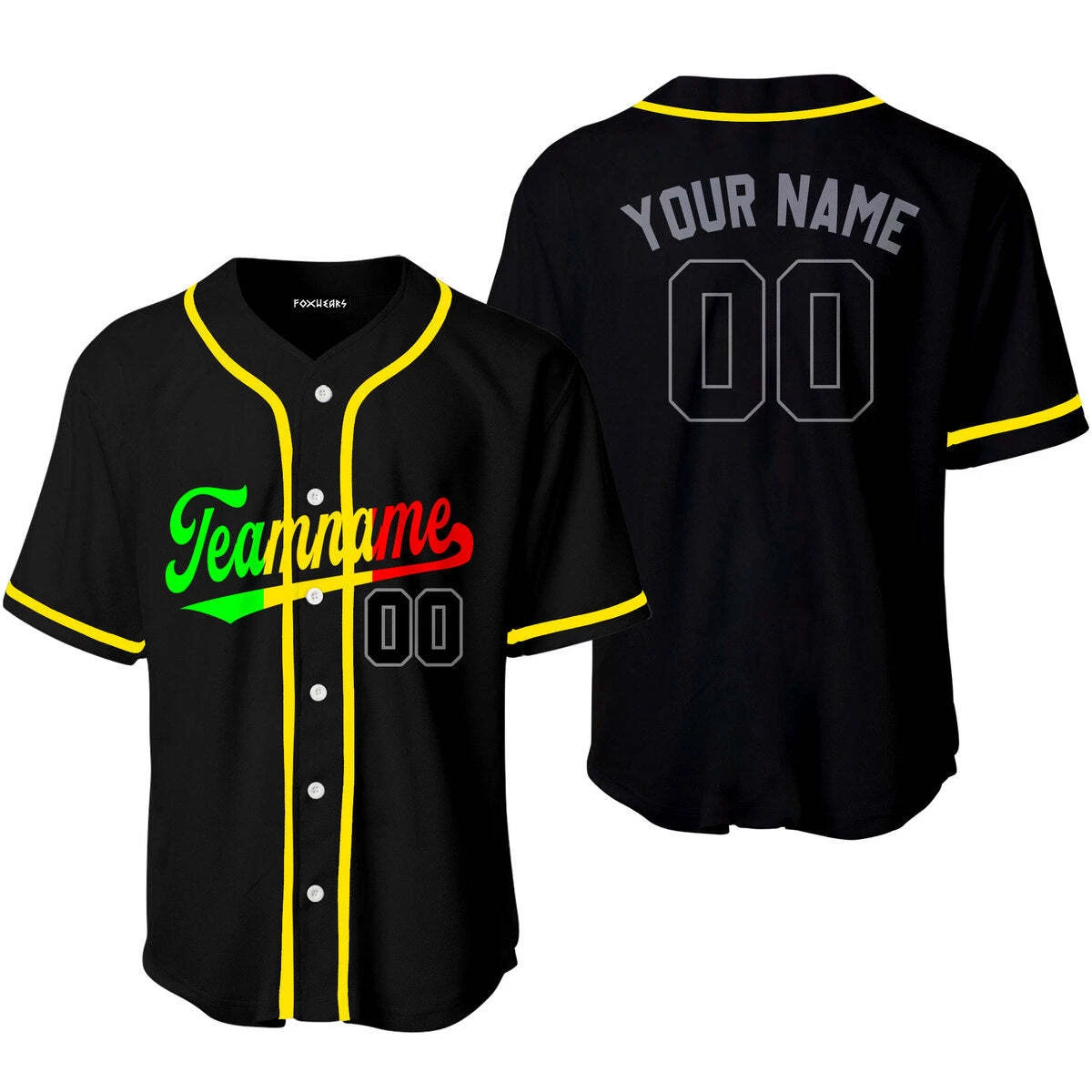 Custom Black Green Yellow Red Baseball Jerseys For Men & Women JN12622_7685