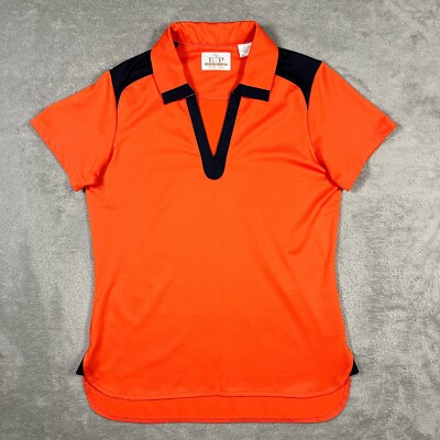 EP Pro Shirt Women's Golf Polo Size Small Orange Red V-neck Stretch Tour Tech