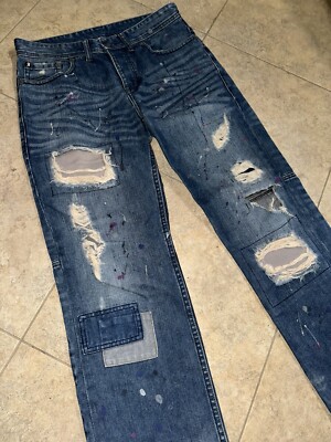 Armani Exchange Distressed Paint Splattered Denim Jeans Men's Size 32  Regular