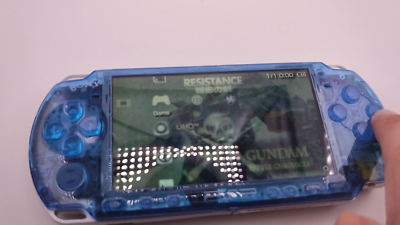 Sony PSP 3000 System w/ Charger Clear Blue color Region Free
