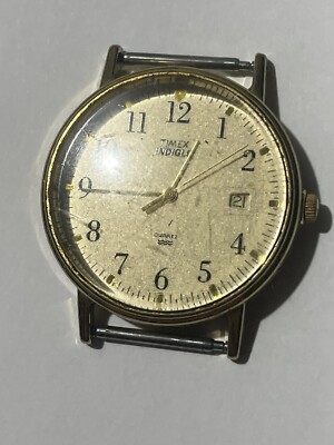 Timex Indiglo Gold Dial Date Display Quartz Watch NO BAND FOR REPAIR
