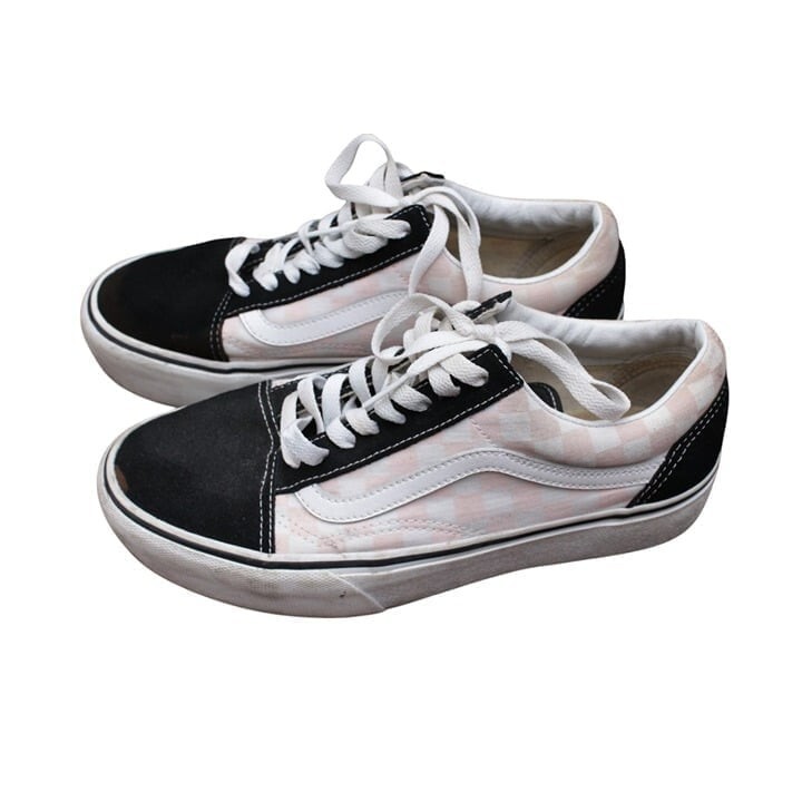 FREE SHIPPING VANS Women's Size 9W & Size 7.5M Black White Pink Checkered