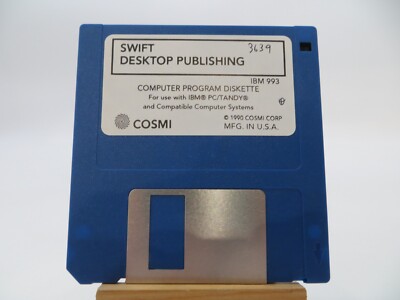 3.5'' Floppy Disk SWIFT DESKTOP PUBLISHING IBM 993 Cosmi 1990 computer diskette