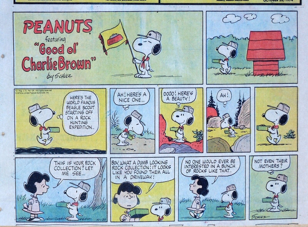 Peanuts by Charles Schulz - large half-page color Sunday