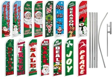 Christmas Swooper Feather Flutter Flag Pole Kit Xmas Flags