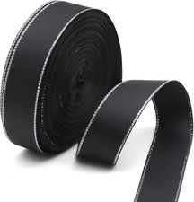 25 Yards 1 Inch Solid Grosgrain Ribbon Roll with Silver Edges for Gift Wrapping,
