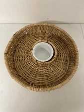 Wicker Rattan Chip And Dip Serving Basket Tray 14 " X 3"