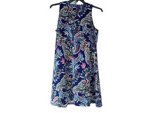 Nine West Womens Mini Dress Multicolor Round Neck Sleeveless Back Zip 10