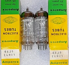 Matched Pair 6AJ8/ECH81 Amperex Bugle Boy NOS same code Vacuum Tubes, TV-7D Test