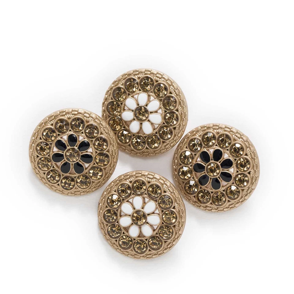 5pcs Enamel Pearl Retro Metal Shank Button Sewing Coat Jacket Crafts Gift Decor - Image 3 of 4