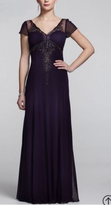 Evening Dress Dave & Johnny  gorgeous purple  with Beaded Embellishment. New