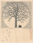 Couple With Tree Scene Wood Mounted Rubber Stamp IMPRESSION OBSESSION H1901 New