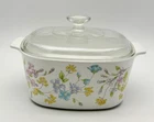 Vintage Corning Ware A-3-B 3 Liter Floral Casserole Dish w Pyrex A-9-C Lid