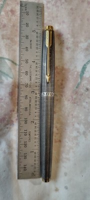 Parker 75 Sterling Silver Flat Top Fountain pen 14k Broad Gold Nib Made In USA