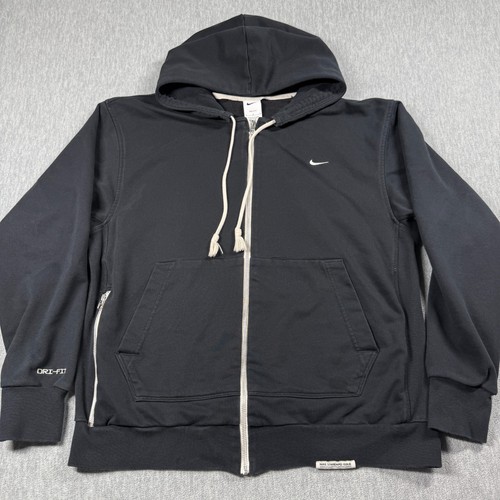 Nike Hoodie Mens L Black Dri-Fit Standard Issue Full Zip Fleece Athletic Jacket