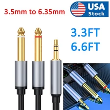 3.5mm to Dual 1/4" TS Cable TRS Stereo to Mono Splitter Y-Cord for Audio