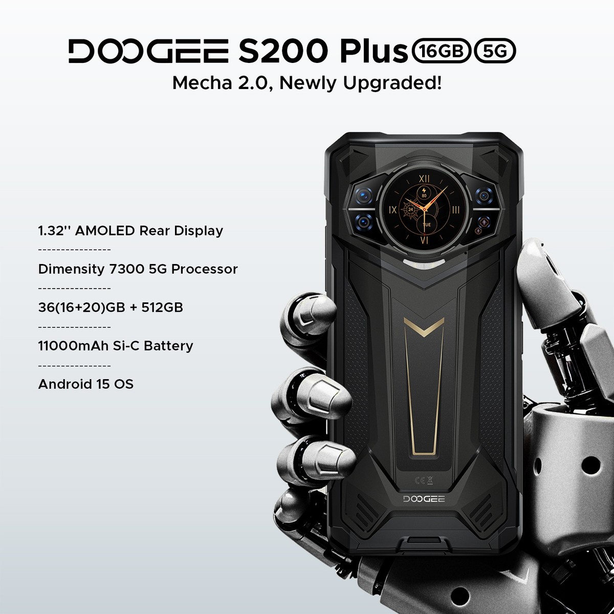 DOOGEE S200 Plus 5G Rugged Phone 2026, 36GB+512GB Android Cell