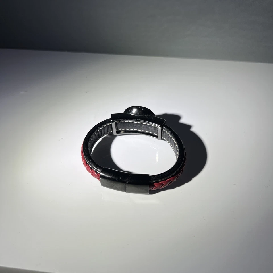 Stainless Steel Magnetic Clasp Braided Stitched Leather Bracelet with spinner — 第 3/4 张图片