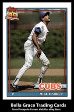 1991 Topps Mike Harkey #376 Chicago Cubs MLB Baseball 