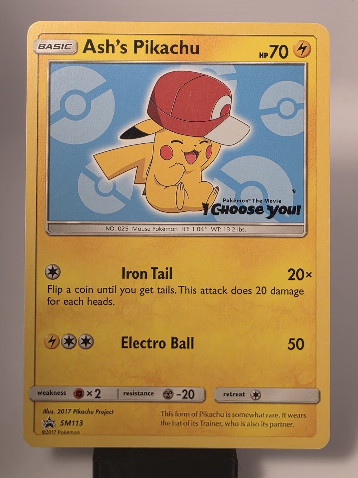 Ash's Pikachu TCG Black Star Promo Pokémon Card SM113 2017
