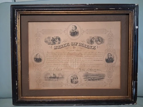 Vincent Norton  Civil War service testimonial, 1868  state of Maine. original