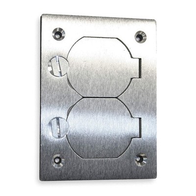 HUBBELL WIRING DEVICE-KELLEMS SA3825 Floor Box Cover,Rectangular,4-3/16 in. 2DDX