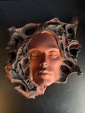Art Nouveau Style Female Face Wall Mask Bronze/Copper Patina Resin Wall Plaque