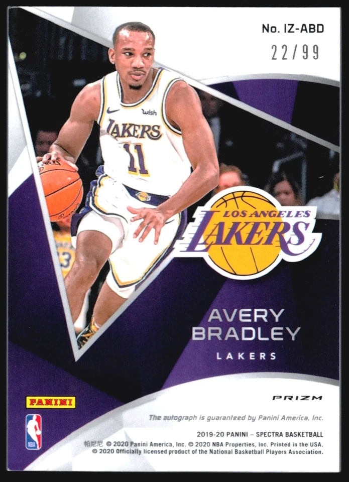 2019-20 Panini Spectra In The Zone AVERY BRADLEY Prizm Auto /99 - Image 2 of 2
