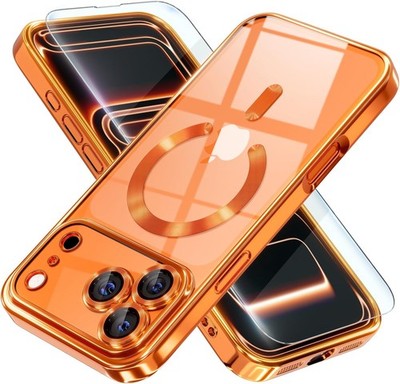 Cosmic Orange Magnetic Case for iPhone 17 Pro Max, Soft Clear, Never Yellowing,
