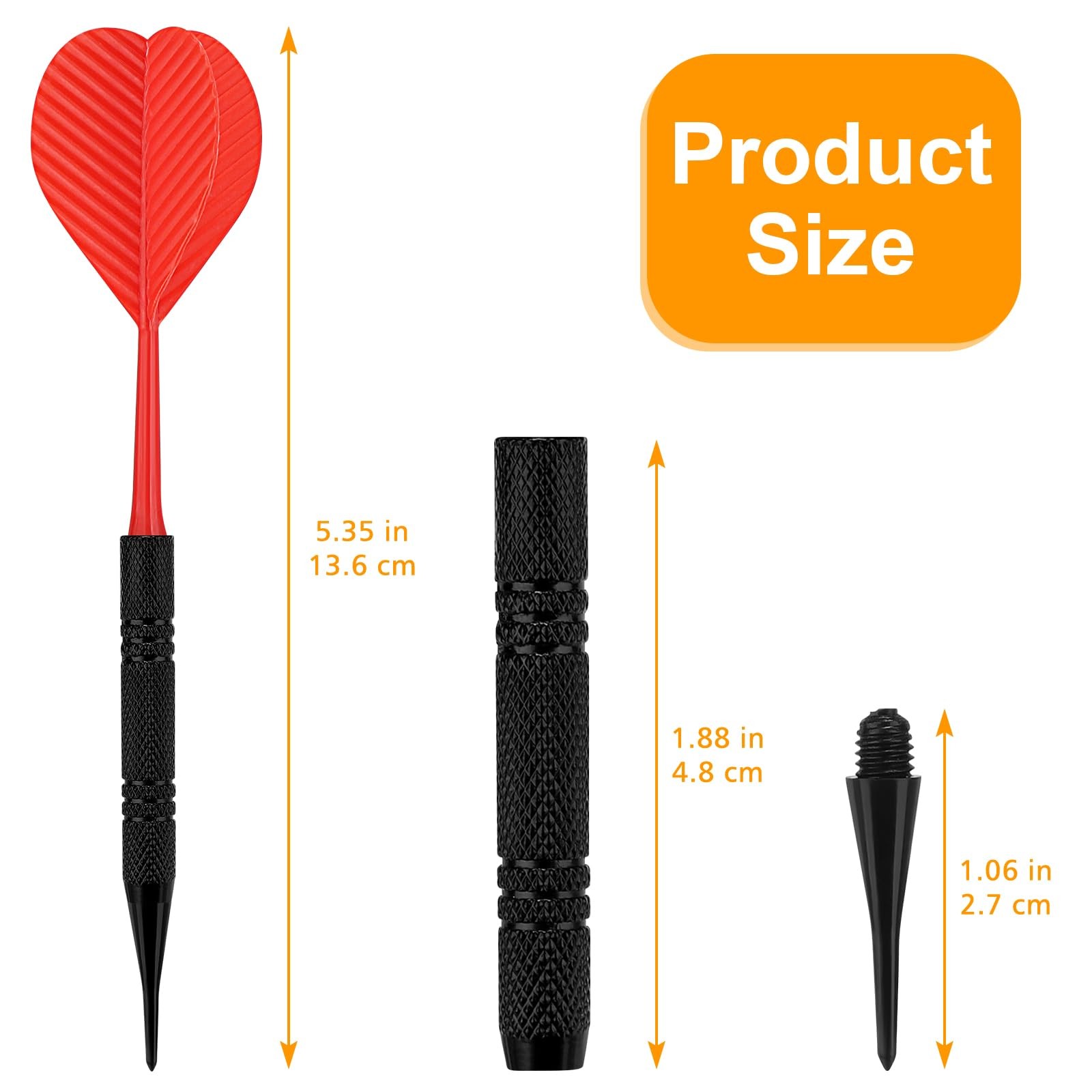 12 Pack Soft Tip Darts, Bar Dart, Plastic Tip Darts Set, Attach Extra 100 Black