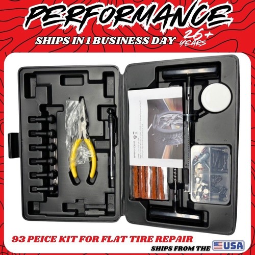 93 PC ATV UTV SXS Tire Repair Kit Tool Set Valve Stem Patch Plug Trail Can-Am