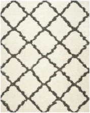 Dallas Shag Collection Area Rug - 8'6" x 12', Ivory & Dark Grey, Trellis Desi...