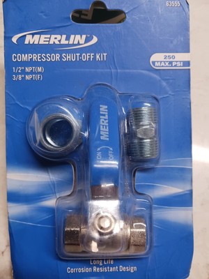 Air Compressor Shut Off Valve Kit Connector Reducer 1/2'' To 3/8''