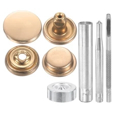 24Set 20mm Leather Snap Fastener Kit 2.95" Long W 4 Install Tools, Gold